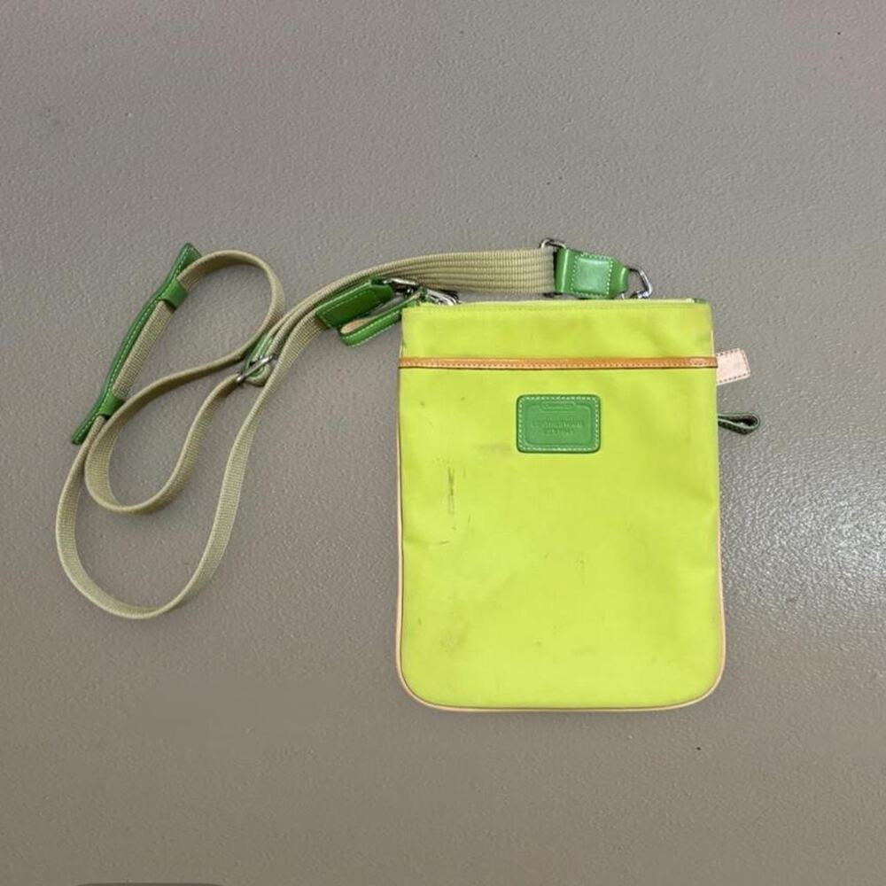 Coach Leatherware Lemon Nylon With Leather Trim Crossbody Shoulder Bag Purse